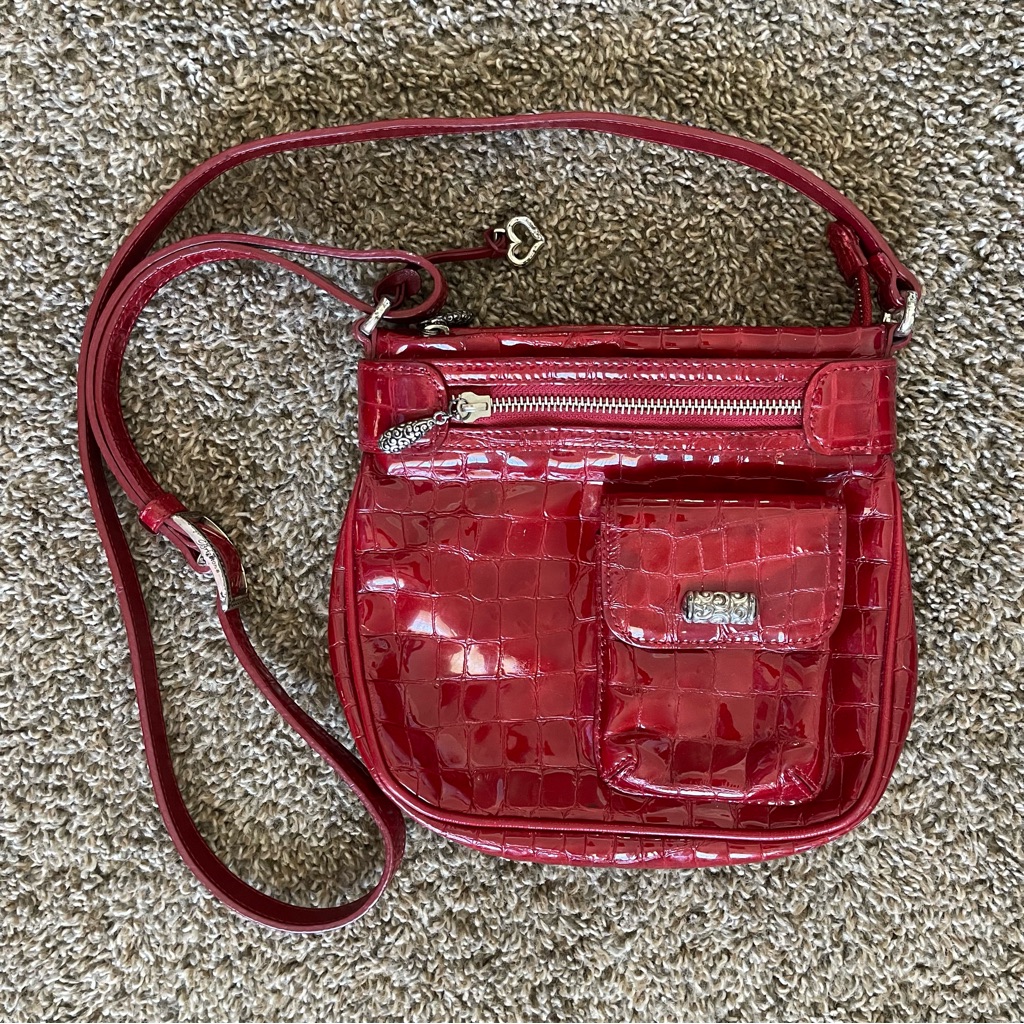 Brighton Red Vintage Luxury Cher Mini Bag Crossbody Crocodile Embossed Leather